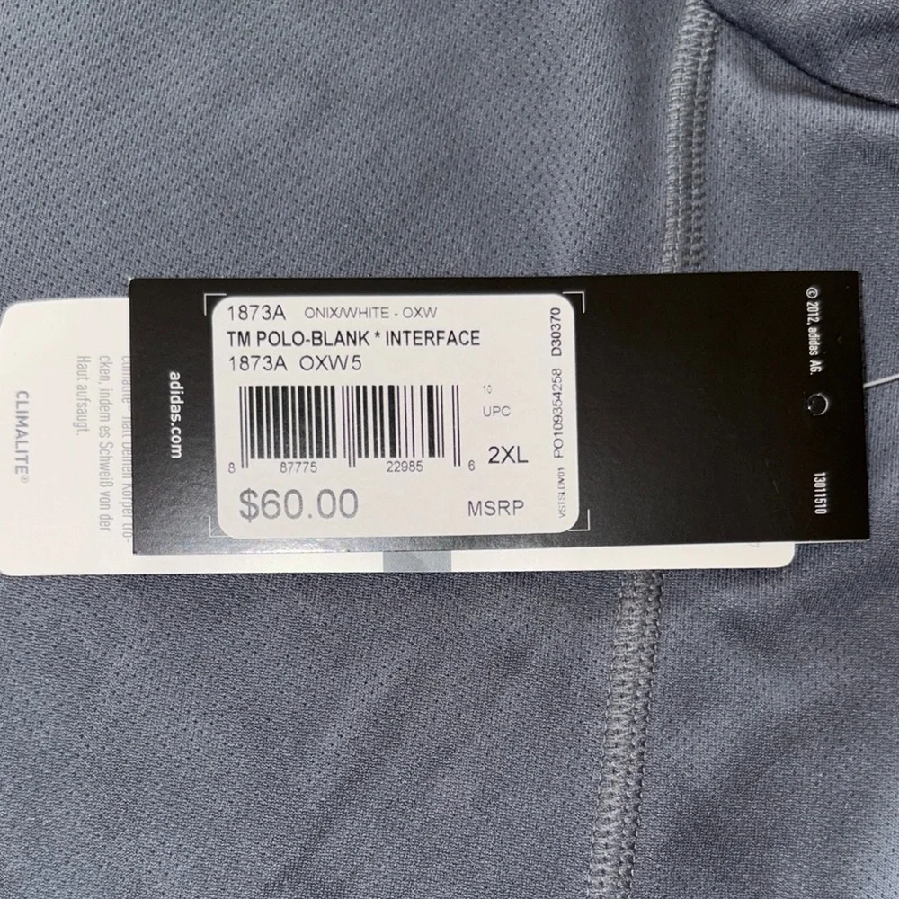 Adidas Men's Charcoal and White Polo Shirt
